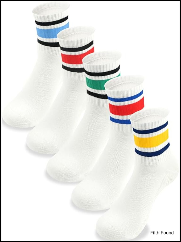 Boys Athletic Cotton Crew Socks 5 Pack Seamless Toe Sizes 2-14